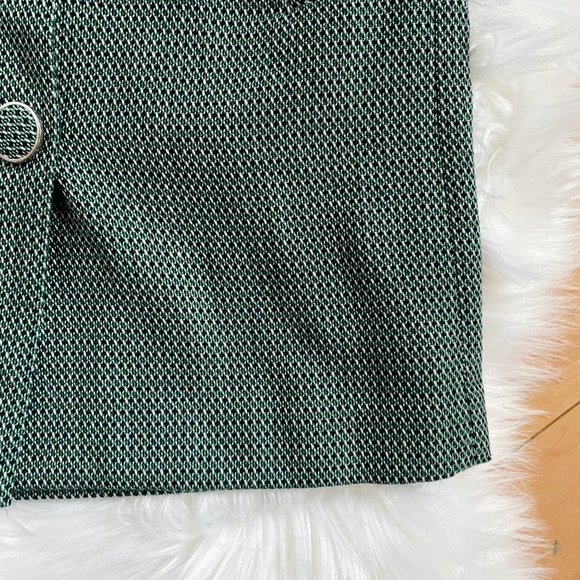 LOFT green button front tweed wool 70's mini skirt - Picture 5 of 8
